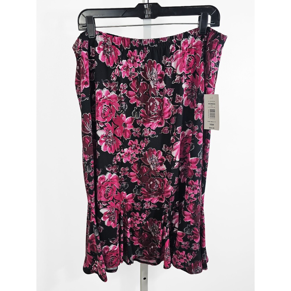 Tanjay Pink About It Size 16W Floral Godet Skirt